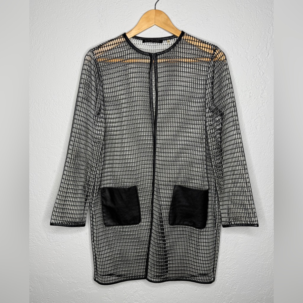 Elie Tahari Edition 1974 Soho Jacket Mesh & Lamb Leather Sz M Capsule Collection